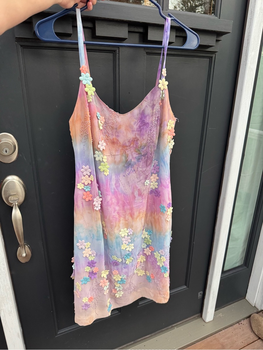 Euro Pastel Tie-Dye Floral Slip Dress - Picture 2 of 3